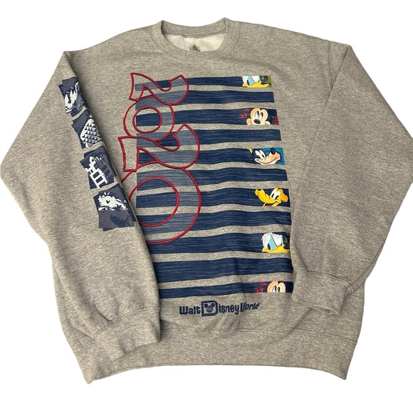 Walt Disney World 2020 Crewneck Sweatshirt Medium Gray with Characters & Parks - Picture 9 of 9